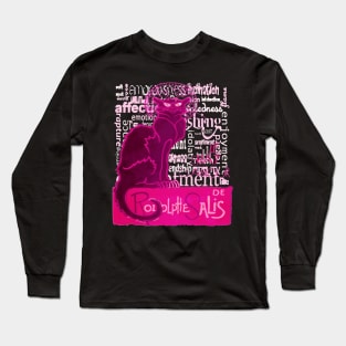 Le Chat D'Amour In Pink With Words of Love Long Sleeve T-Shirt